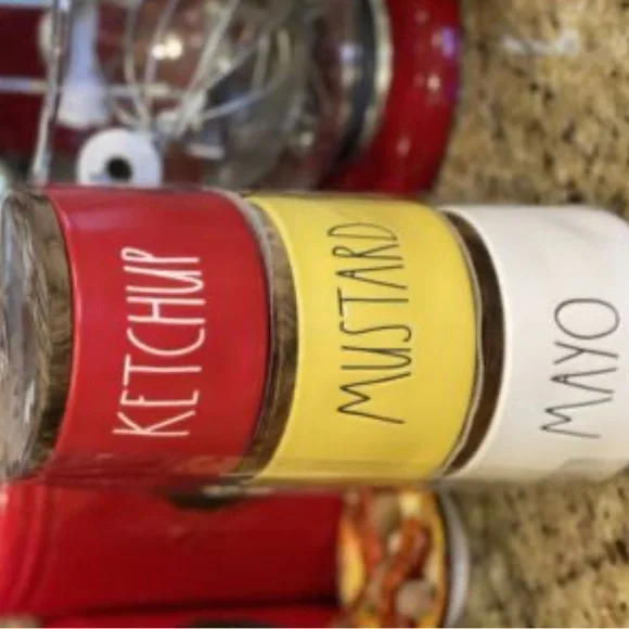 RAE DUNN ceramic condiments stackable for Ketchup, Mayonnaise, and Mustards!!! - Picture 7 of 7